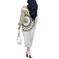 Cape Verde Off The Shoulder Long Sleeve Dress African Tribal Pattern