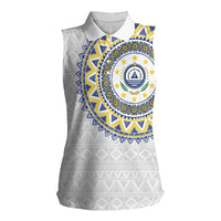 Cape Verde Women Sleeveless Polo Shirt African Tribal Pattern