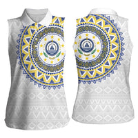 Cape Verde Women Sleeveless Polo Shirt African Tribal Pattern