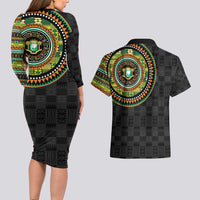 Ivory Coast Couples Matching Long Sleeve Bodycon Dress and Hawaiian Shirt African Tribal Pattern
