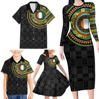 Ivory Coast Family Matching Long Sleeve Bodycon Dress and Hawaiian Shirt African Tribal Pattern