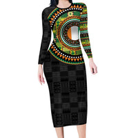 Ivory Coast Family Matching Long Sleeve Bodycon Dress and Hawaiian Shirt African Tribal Pattern