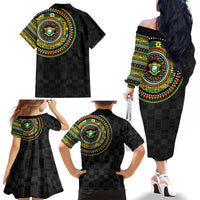 Ivory Coast Family Matching Off The Shoulder Long Sleeve Dress and Hawaiian Shirt African Tribal Pattern