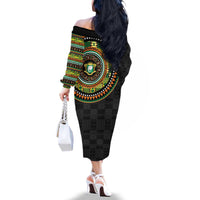 Ivory Coast Family Matching Off The Shoulder Long Sleeve Dress and Hawaiian Shirt African Tribal Pattern