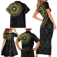 Ivory Coast Family Matching Short Sleeve Bodycon Dress and Hawaiian Shirt African Tribal Pattern