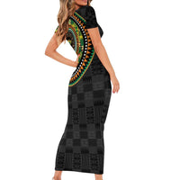 Ivory Coast Family Matching Short Sleeve Bodycon Dress and Hawaiian Shirt African Tribal Pattern