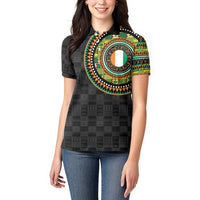 Ivory Coast Women Polo Shirt African Tribal Pattern