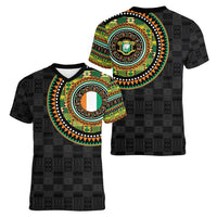 Ivory Coast Women V-Neck T-Shirt African Tribal Pattern
