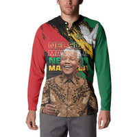 Nelson Mandela International Day Button Sweatshirt African Pattern Grunge Style - Wonder Print Shop