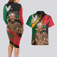 Nelson Mandela International Day Couples Matching Long Sleeve Bodycon Dress and Hawaiian Shirt African Pattern Grunge Style - Wonder Print Shop