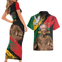 Nelson Mandela International Day Couples Matching Short Sleeve Bodycon Dress and Hawaiian Shirt African Pattern Grunge Style - Wonder Print Shop