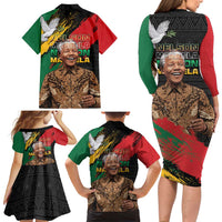 Nelson Mandela International Day Family Matching Long Sleeve Bodycon Dress and Hawaiian Shirt African Pattern Grunge Style - Wonder Print Shop