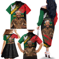 Nelson Mandela International Day Family Matching Off The Shoulder Long Sleeve Dress and Hawaiian Shirt African Pattern Grunge Style - Wonder Print Shop