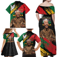 Nelson Mandela International Day Family Matching Off Shoulder Maxi Dress and Hawaiian Shirt African Pattern Grunge Style - Wonder Print Shop