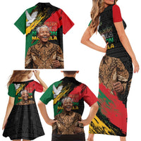 Nelson Mandela International Day Family Matching Short Sleeve Bodycon Dress and Hawaiian Shirt African Pattern Grunge Style - Wonder Print Shop