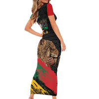 Nelson Mandela International Day Family Matching Short Sleeve Bodycon Dress and Hawaiian Shirt African Pattern Grunge Style - Wonder Print Shop