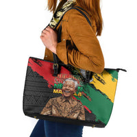 Nelson Mandela International Day Leather Tote Bag African Pattern Grunge Style - Wonder Print Shop