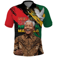 Nelson Mandela International Day Polo Shirt African Pattern Grunge Style - Wonder Print Shop