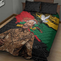 Nelson Mandela International Day Quilt Bed Set African Pattern Grunge Style - Wonder Print Shop