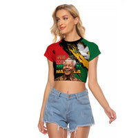 Nelson Mandela International Day Raglan Cropped T Shirt African Pattern Grunge Style - Wonder Print Shop