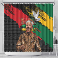Nelson Mandela International Day Shower Curtain African Pattern Grunge Style - Wonder Print Shop