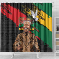 Nelson Mandela International Day Shower Curtain African Pattern Grunge Style - Wonder Print Shop