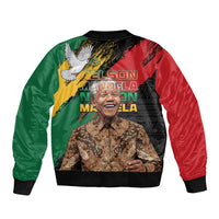 Nelson Mandela International Day Sleeve Zip Bomber Jacket African Pattern Grunge Style - Wonder Print Shop