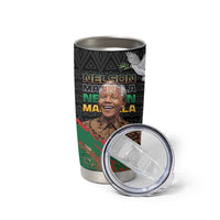 Nelson Mandela International Day Tumbler Cup African Pattern Grunge Style - Wonder Print Shop