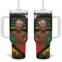Nelson Mandela International Day Tumbler With Handle African Pattern Grunge Style - Wonder Print Shop