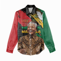 Nelson Mandela International Day Women Casual Shirt African Pattern Grunge Style - Wonder Print Shop