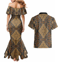 Madiba Nelson Mandela Couples Matching Mermaid Dress and Hawaiian Shirt Indonesia Batik Earthy Brown - Wonder Print Shop