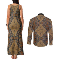Madiba Nelson Mandela Couples Matching Tank Maxi Dress and Long Sleeve Button Shirt Indonesia Batik Earthy Brown - Wonder Print Shop
