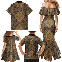 Madiba Nelson Mandela Family Matching Mermaid Dress and Hawaiian Shirt Indonesia Batik Earthy Brown - Wonder Print Shop