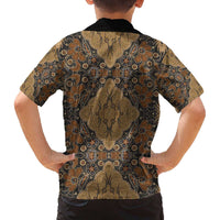 Madiba Nelson Mandela Family Matching Off The Shoulder Long Sleeve Dress and Hawaiian Shirt Indonesia Batik Earthy Brown - Wonder Print Shop