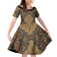 Madiba Nelson Mandela Family Matching Off Shoulder Short Dress and Hawaiian Shirt Indonesia Batik Earthy Brown - Wonder Print Shop