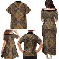Madiba Nelson Mandela Family Matching Puletasi and Hawaiian Shirt Indonesia Batik Earthy Brown - Wonder Print Shop