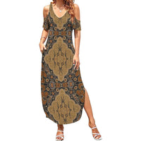 Madiba Nelson Mandela Family Matching Summer Maxi Dress and Hawaiian Shirt Indonesia Batik Earthy Brown - Wonder Print Shop