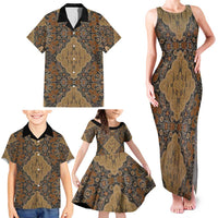 Madiba Nelson Mandela Family Matching Tank Maxi Dress and Hawaiian Shirt Indonesia Batik Earthy Brown - Wonder Print Shop
