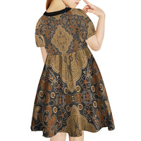 Madiba Nelson Mandela Kid Short Sleeve Dress Indonesia Batik Earthy Brown - Wonder Print Shop