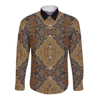 Madiba Nelson Mandela Long Sleeve Button Shirt Indonesia Batik Earthy Brown - Wonder Print Shop