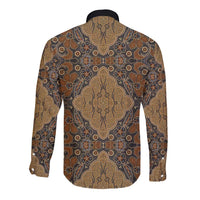 Madiba Nelson Mandela Long Sleeve Button Shirt Indonesia Batik Earthy Brown - Wonder Print Shop