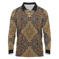 Madiba Nelson Mandela Long Sleeve Polo Shirt Indonesia Batik Earthy Brown - Wonder Print Shop