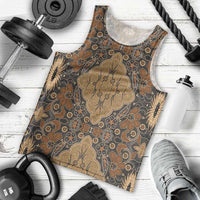 Madiba Nelson Mandela Men Tank Top Indonesia Batik Earthy Brown - Wonder Print Shop