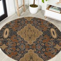 Madiba Nelson Mandela Round Carpet Indonesia Batik Earthy Brown - Wonder Print Shop