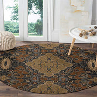 Madiba Nelson Mandela Round Carpet Indonesia Batik Earthy Brown - Wonder Print Shop