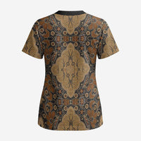 Madiba Nelson Mandela Scrub Top Indonesia Batik Earthy Brown - Wonder Print Shop