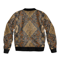 Madiba Nelson Mandela Sleeve Zip Bomber Jacket Indonesia Batik Earthy Brown - Wonder Print Shop