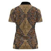Madiba Nelson Mandela Women Polo Shirt Indonesia Batik Earthy Brown - Wonder Print Shop