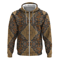 Madiba Nelson Mandela Zip Hoodie Indonesia Batik Earthy Brown - Wonder Print Shop