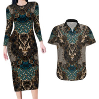 Madiba Nelson Mandela Couples Matching Long Sleeve Bodycon Dress and Hawaiian Shirt Indonesia Batik Black - Wonder Print Shop